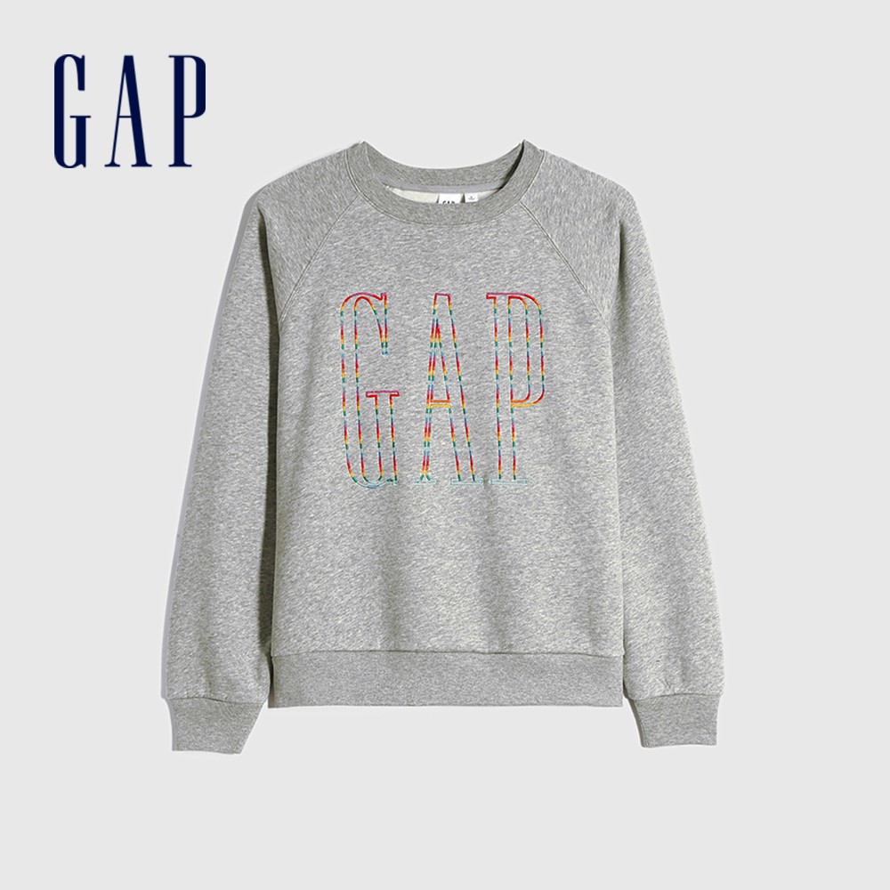 Gap 女裝 Logo大學T 碳素軟磨系列-淺灰色(658951)
