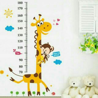 長頸鹿猴子身高牆貼 量身高可移除壁貼 兒童房 客廳 裝飾貼 AY7178
