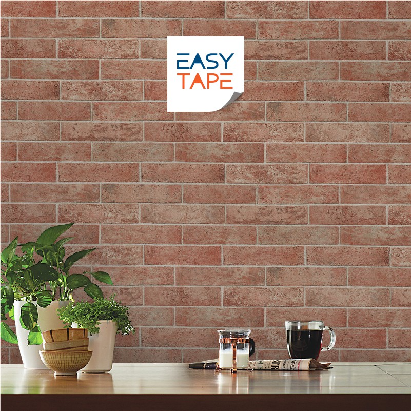 【EasyTape自黏壁紙】台灣製 3D立體壓紋 SGS安全無毒 仿真紅磚工業風防水抗污(防焰建材)100x53公分