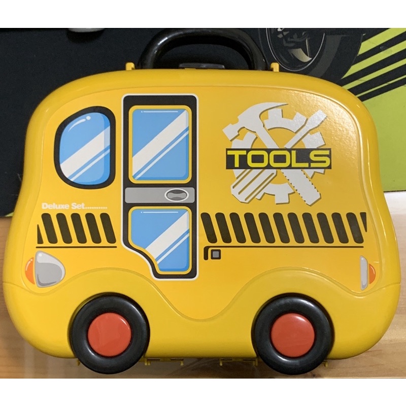 木工手提箱玩具 帶有木工工具, 例如鋸, 鑽, 螺絲... 對於嬰兒 工程師 玩具手提箱 工具組 玩具箱