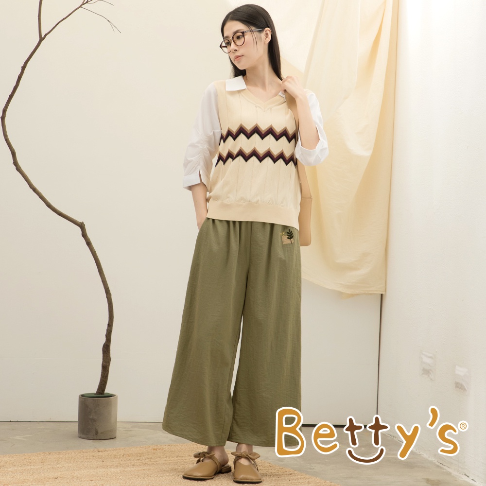 betty’s貝蒂思(15)綁帶樹繡花舒適寬褲(綠色)