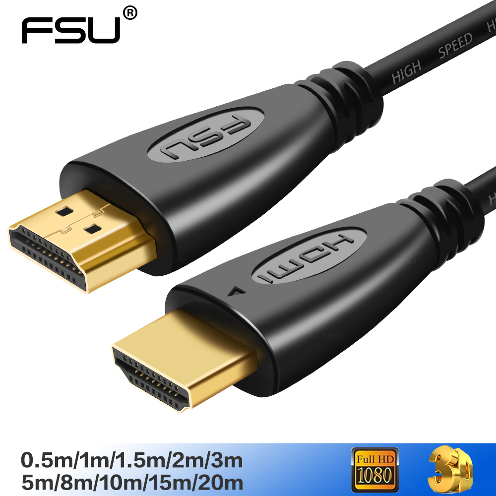 Fsu 0.5m 1m 1.5m 2m 3m 5m HDMI 公對公電纜視頻電纜鍍金 1080P 3D 電纜, 用於高清