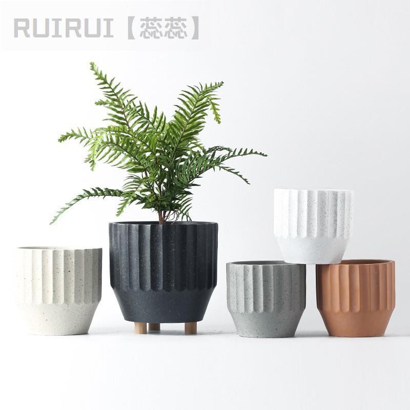 【RUIRUI】爆款北歐風 花盆 復古水磨石圓盆 工業風 造型花盆 水泥花盆 幾何圖形花盆 多植物盆 多植物花盆 水泥仿