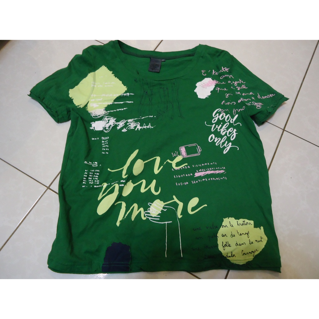 gozo 綠色短袖文字圖案T恤,尺寸:M,肩寬:40cm,胸寬:48cm,純棉,少穿,降價大出清