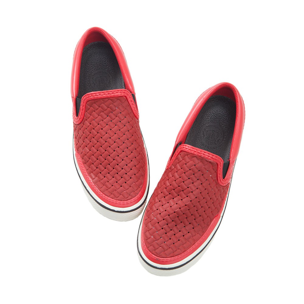 美國加州 PONIC&amp;Co. DEAN 防水輕量透氣懶人鞋 雨鞋 紅色 男女 防水鞋 編織平底休閒鞋 樂福鞋 環保膠鞋