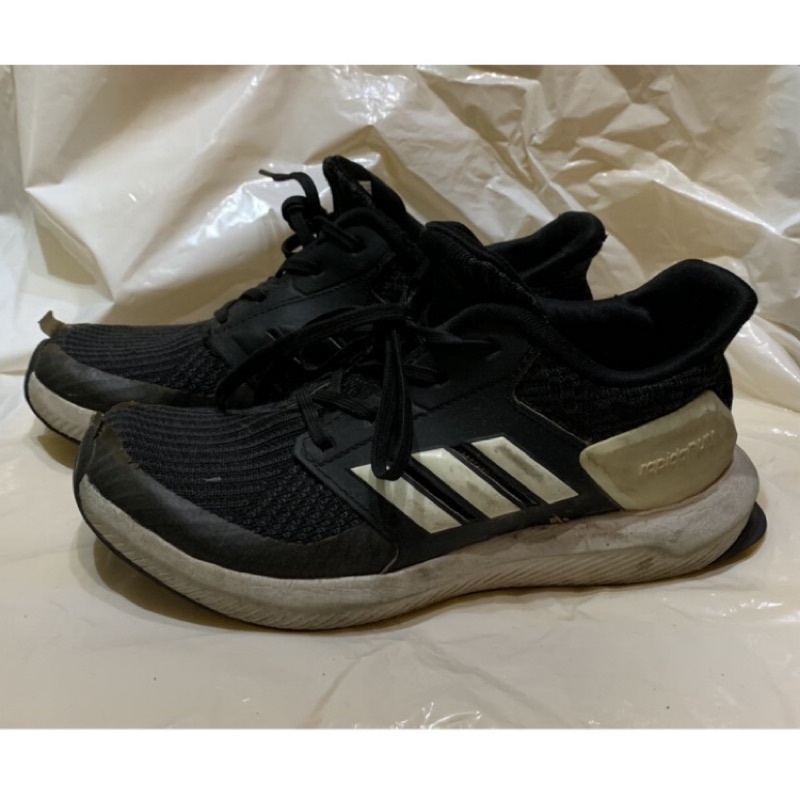 二手adidas黑色兒童透氣慢跑鞋20公分