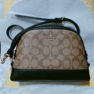 yanmei 💕coach 貝殼包 pvc logo真皮壓底 斜背包 F76674