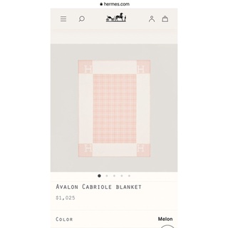 Hermès 愛馬仕Avalon Cabriole毛毯/寶寶毯/蜜瓜色