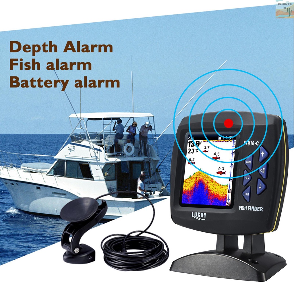 Winneryou Fish Finder 有線換能器傳感器漁夫機 45 度水下釣魚攝像機便攜式魚探儀防水水下監視器 L