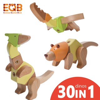 韓國EQB 益智旋轉積木組 -30in1恐龍世界 木頭玩具 兒童節 聖誕禮物