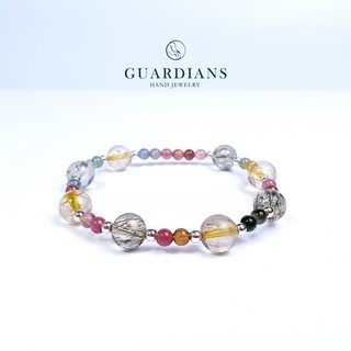 【Guardians】《Iridescent》鈦晶 黃髮晶 綠髮晶 碧璽 招財 人緣 串珠 手鍊 手環 925純銀