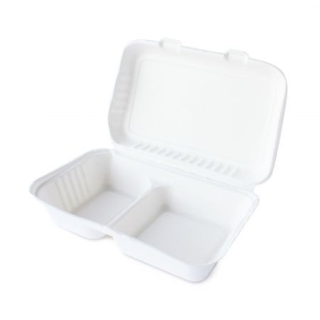 【嚴選SHOP】10入 植纖2分格長方連蓋環保餐盒 包裝盒 可降解餐盒 蛋糕盒 早午餐盒 網紅餐盒 漢堡紙盒【C140】