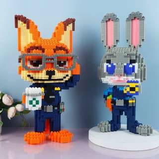 兼容樂高小顆粒拼裝積木益智玩具3D男孩成年禮物狐狸尼克兔子模型