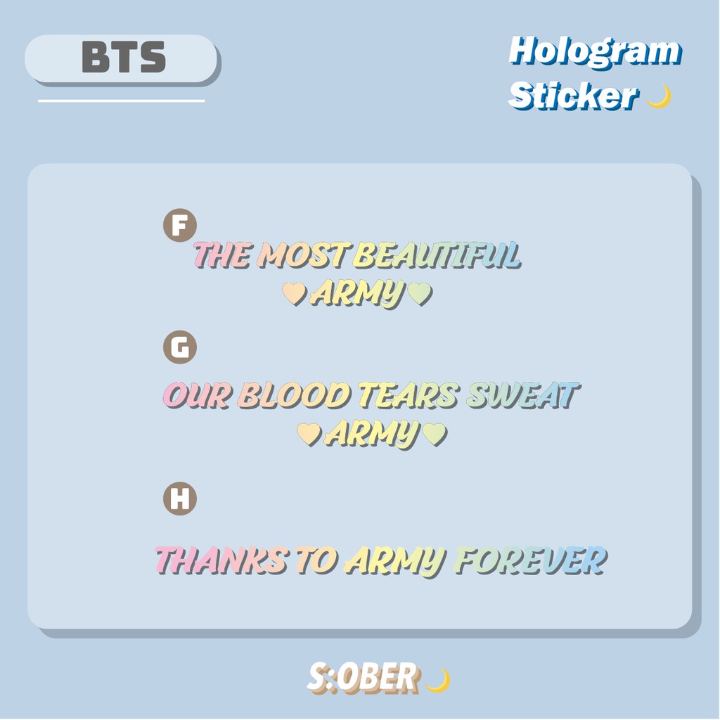 預購 S Ober 自製bts Special Thanks To 防彈全息貼阿米棒貼紙 蝦皮購物