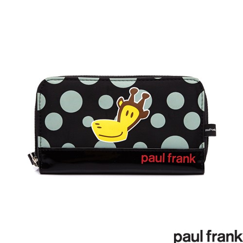 【Paul Frank大嘴猴】 繽紛點點家族系列萬用零錢卡夾-小鹿款 黑色_背包族