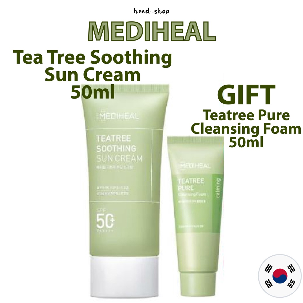 韓國💖準備好💖 [MEDIHEAL] 茶樹舒緩防曬霜 SPF 50+/PA++++ 50ml / 茶樹潔面泡沫 50ml