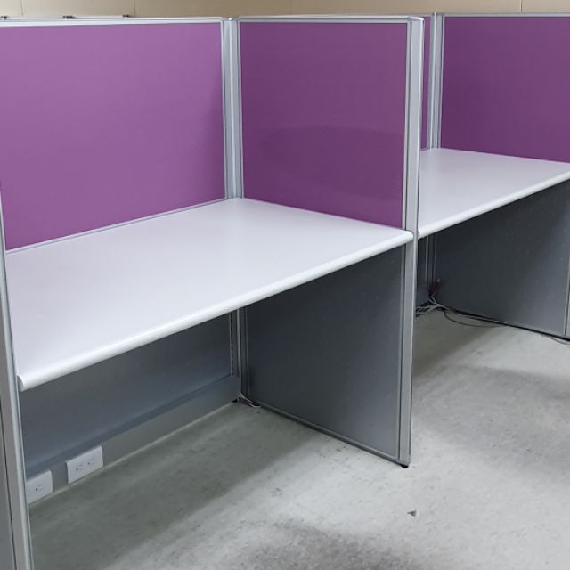 八成新 限自取 有玻璃 無玻璃 OA辦公桌 W120*D70*H130 2人座 紫色系列 新開公司必看