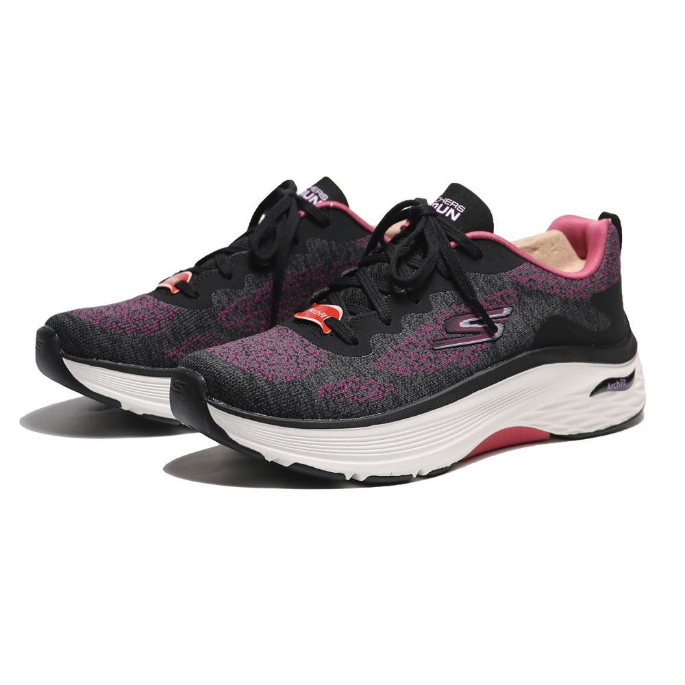 SKECHERS 慢跑鞋 MAX CUSJIONING ARCH FIT 黑粉 編織 女128313BKRS