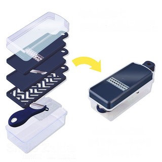 日本製 燕三良品 多用途廚房刨絲切片器七件組合(2刀片+磨泥器+削皮刀+護手器+盒蓋+調理盒)＊JC小舖＊