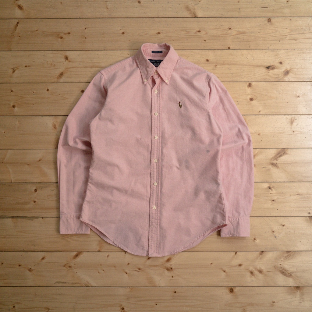 《白木11》 🇺🇸 90s Polo Ralph Lauren OCBD shirt 美國 粉紅 扣領 牛津 長袖 襯衫