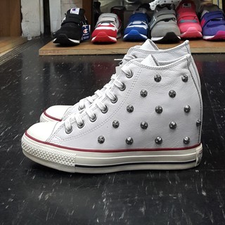 Converse Chuck Taylor All Star 內增高 白色 皮革 荔枝皮革 鉚釘 奶油底 547898C