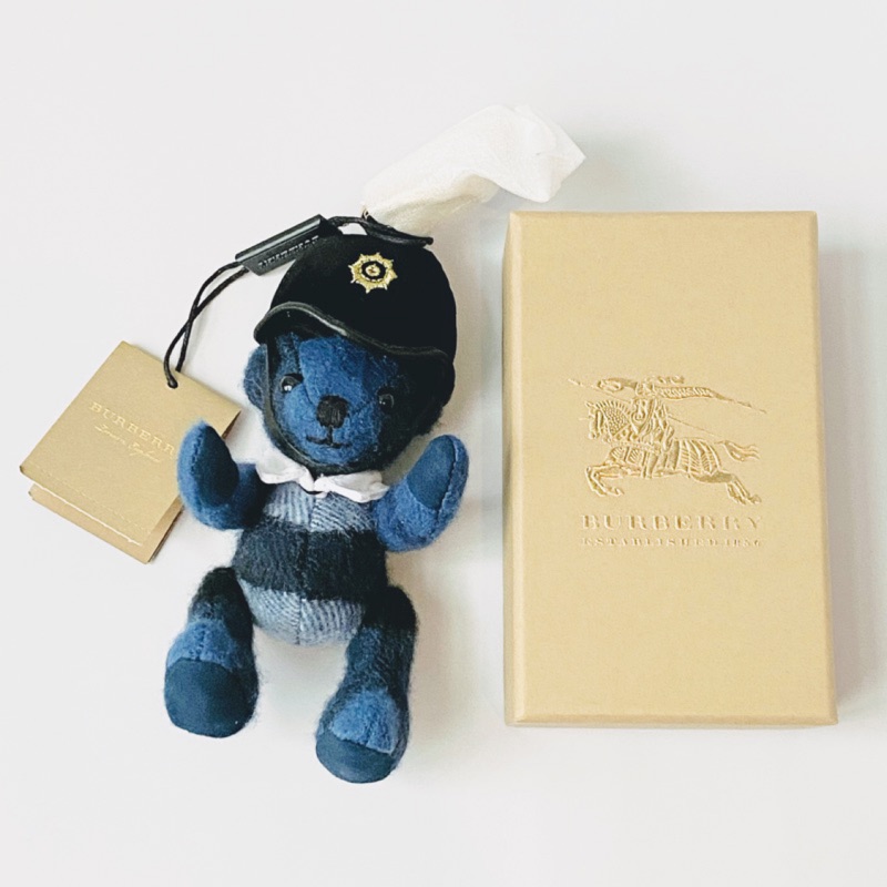 全新真品🇬🇧Burberry英倫警察熊吊飾｜藍喀什米爾｜鑰匙圈包掛飾Bobby Thomas Police Bear