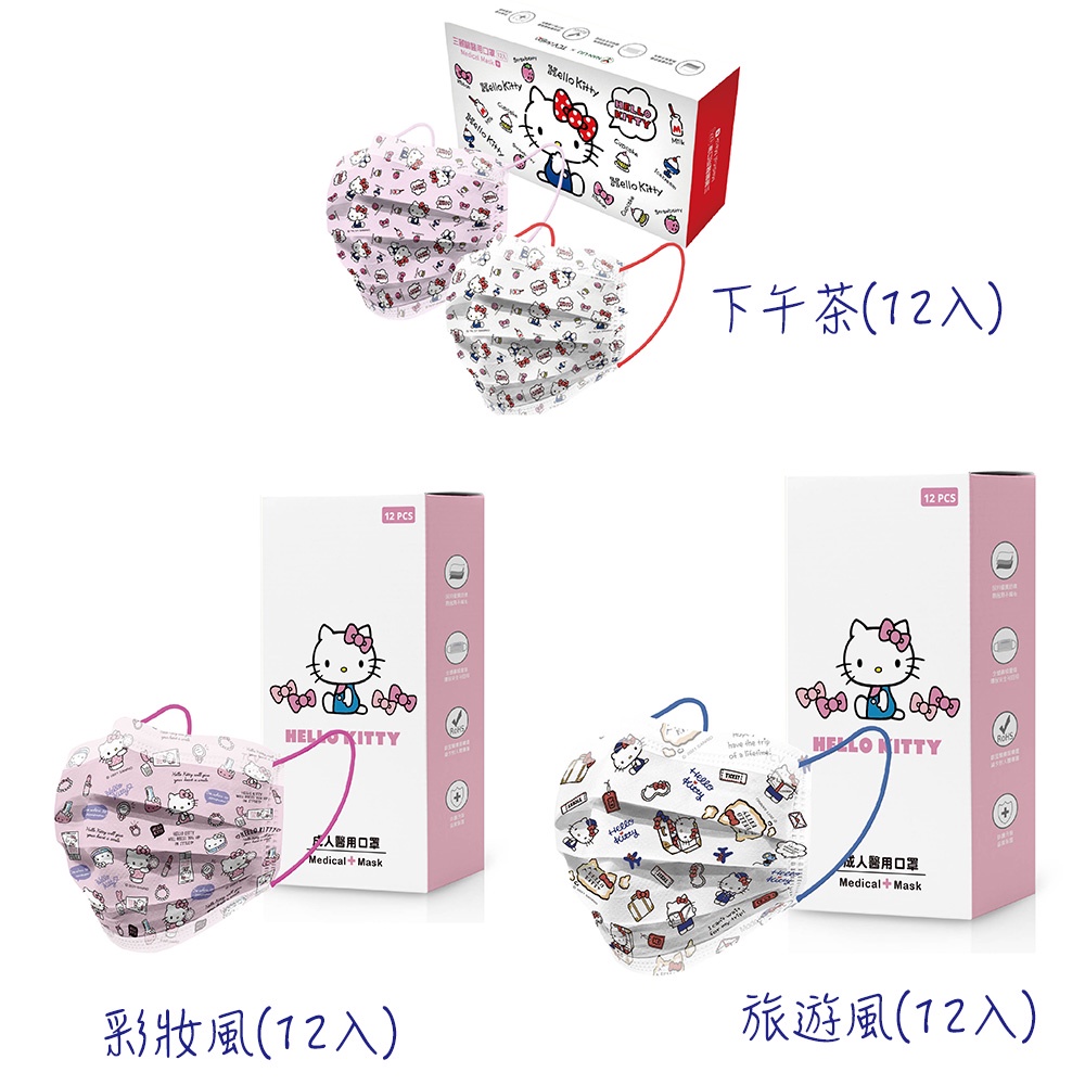 南六 Hello Kitty 成人用醫療口罩(12入/盒) 2盒組