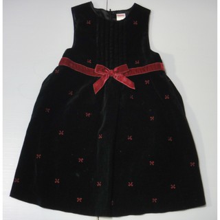 GYMBOREE 黑色 絲絨 紅色蝴蝶結 背心裙 小洋裝 小禮服 5號