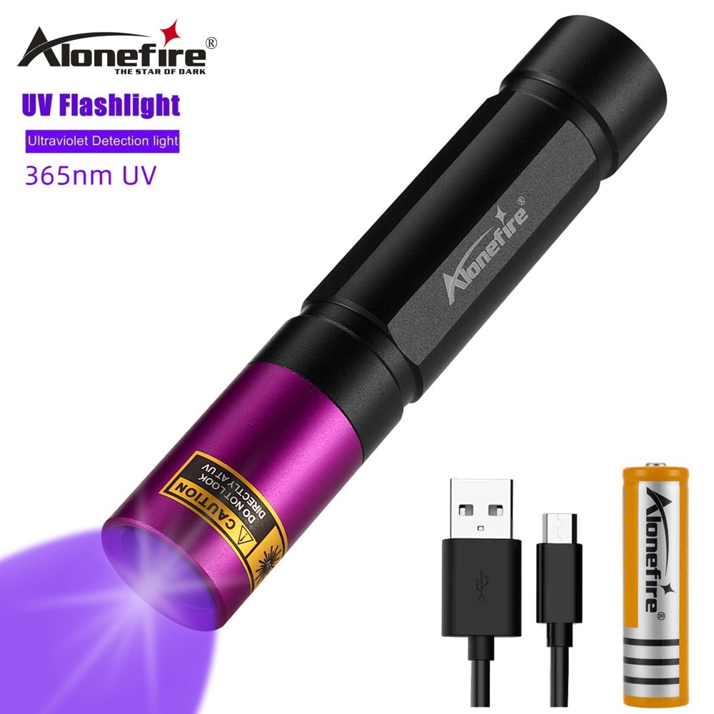 Alonefire SV011 365nm 手電筒 UV USB LED 手電筒黑光檢測器用於真菌檢測旅行燈