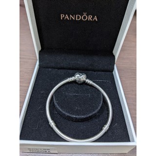 附台灣專櫃保證書 潘朵拉Pandora愛心17公分蛇鏈 全新