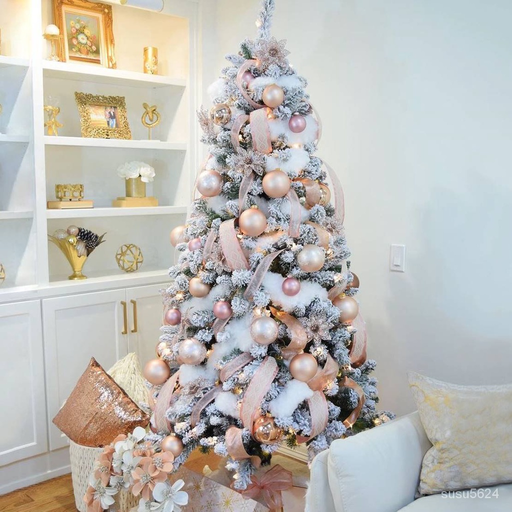 聖誕樹 聖誕裝飾樹 聖誕節裝飾聖誕樹傢用21大型套餐1518米加密植絨粉色櫥窗擺件9.23 P6KH