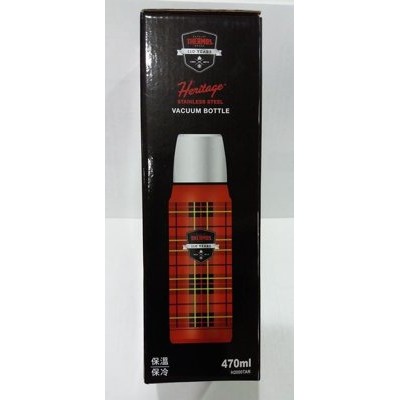 THERMOS 膳魔師 蘇格蘭復古風 不鏽鋼真空保溫瓶0.47L(紅色)新品