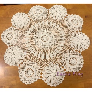 [HOME] 日式復古鄉村圓墊 2款顏色 80cm 手工勾針純綿編織圓桌巾 桌布桌墊圓蓋巾 居家佈置拍照 攝影道具
