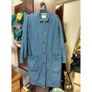 【KOM】PULL & BEAR indigo denim shopcoat 大衣 風衣 藍染 牛仔外套 vintage