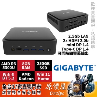 GIGABYTE技嘉 BRIX BER3H-5300【買再送SSD】R3/8G/250G/W11/商用迷你主機/原價屋