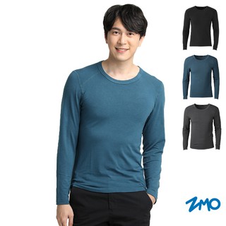 【ZMO】男快熱保暖圓領長袖衫-灰藍/檀黑/深灰
