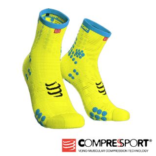 瑞士 COMPRESSPORT V3 跑步襪標準筒(螢光黃)