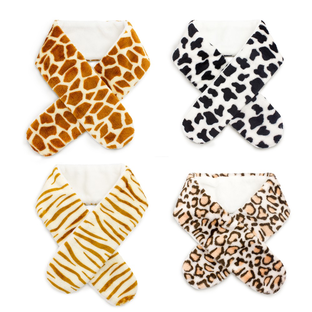 hipopipo小西波 -動物造型圍巾（牛牛、小猴、花豹、小虎） 寶寶圍巾超細纖維-森林派對系列