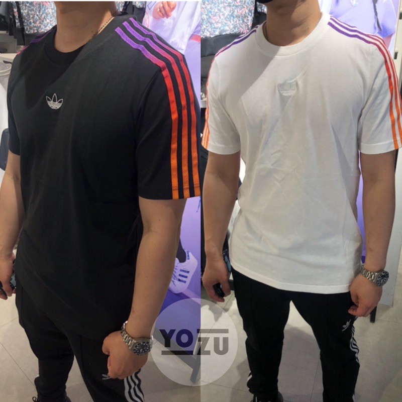 ⭐️YOZU ⭐️ADIDAS 愛迪達男生上衣棉T 彩色條三條線GN2423 GN2418 | 蝦皮購物