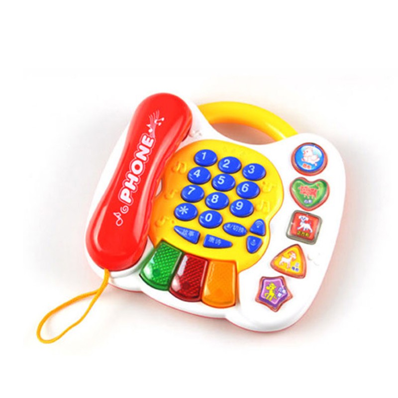 寶寶啟蒙花朵電話多功能兒童音樂益智學習玩具早教故事機(紅色)