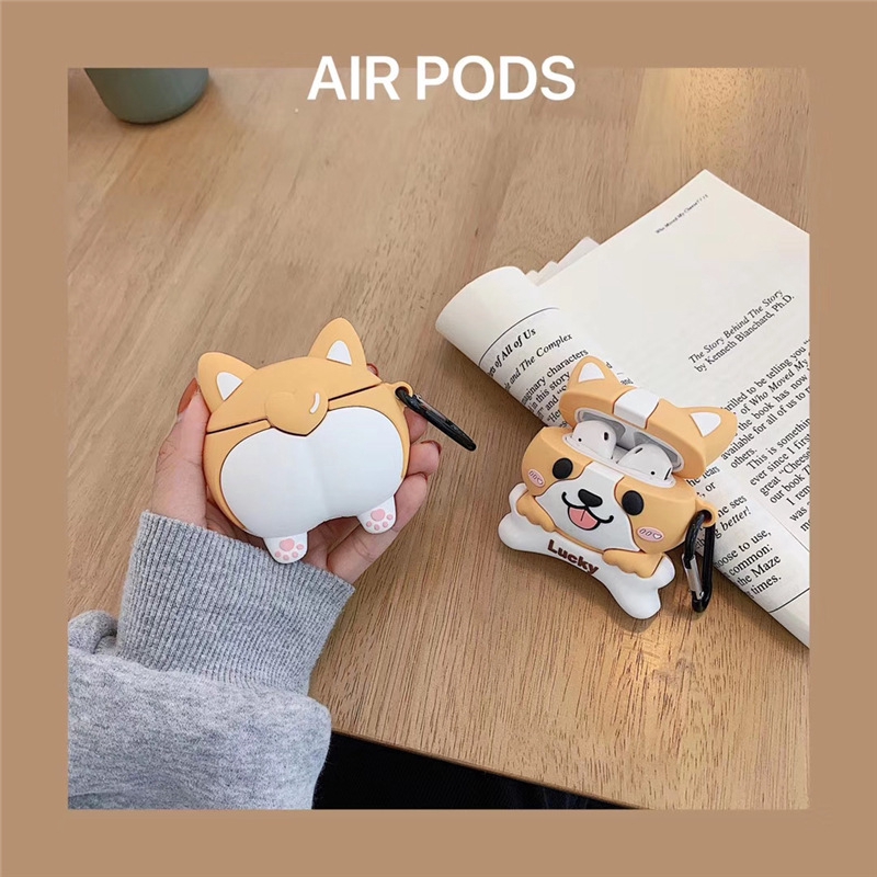 柯基狗 屁股 蘋果AirPods 保護套 矽膠軟殼 防摔 airpods pro 藍牙耳機保護套 1/2/3適用 狗狗