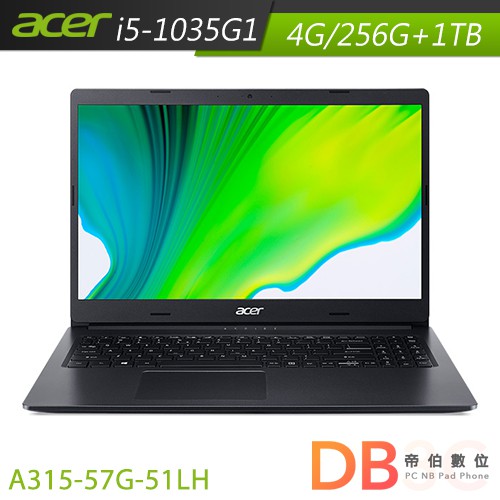 ACER A315-57G-51LH 黑 (i5-1035G1/4G/256G SSD/Win10)