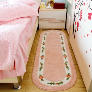 [M-491]北歐少女玫瑰橢圓形床邊地毯/地墊/公主風