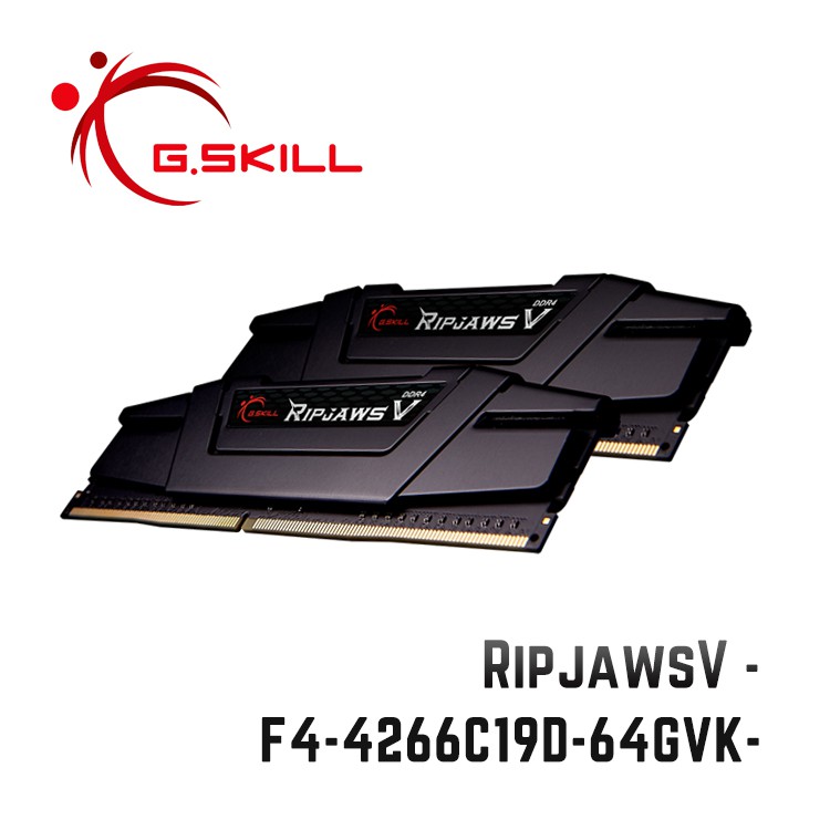 芝奇G.SKILL RipjawsV 32Gx2 雙通 DDR4-4266 C19黑 F4-4266C19D-64GVK