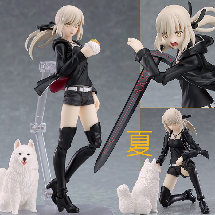 夏本舖 日版figma 418 Fate Fgo Saber 黑賽巴新宿武器聖劍馬尾短褲小狗漢堡可動 蝦皮購物