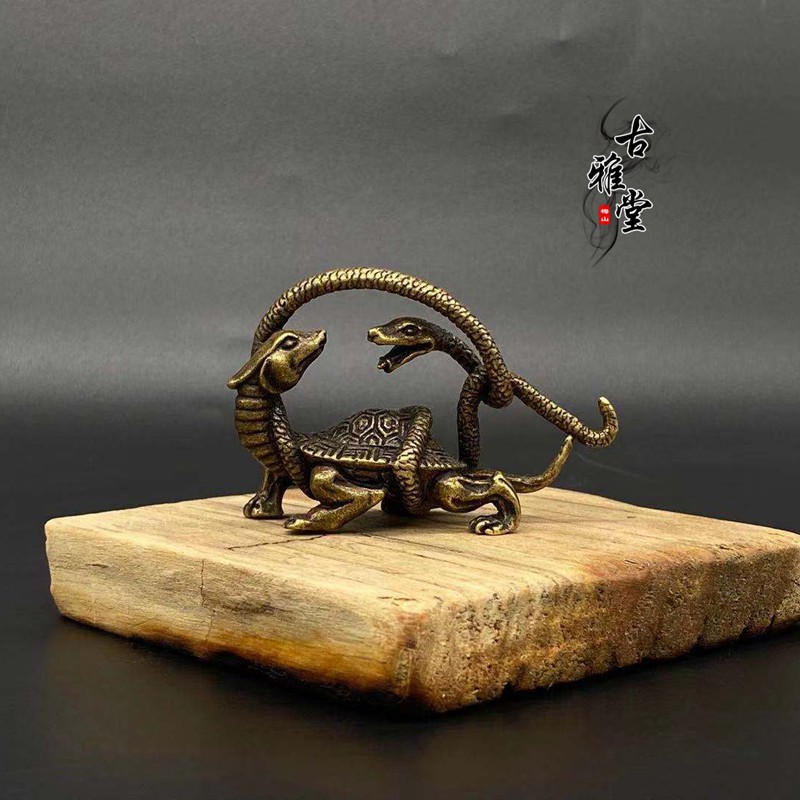 古玩 古玩小銅器擺件四大神獸玄武龜龍龜擺件蛇龜鎮宅招財復古茶寵擺件 蝦皮購物