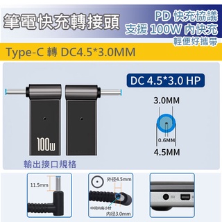 現貨 PD 轉接頭 Type-C 母轉 DC 4.5*3.0MM 4530 充電 適用 HP 惠普 ASUS DELL