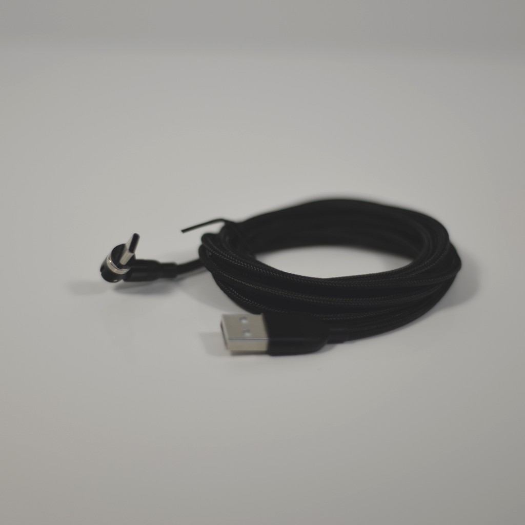 磁吸式540度彎頭充電線 適用於TypeC 黑色2米編織線