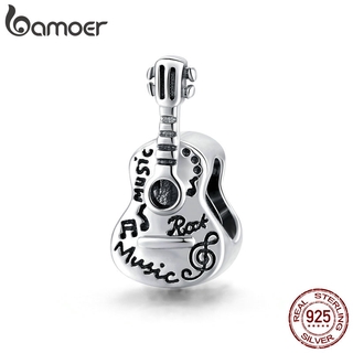 Bamoer 925 純銀復古魅力簡約吉他吊飾珠寶 DIY 手鍊 SCC1708