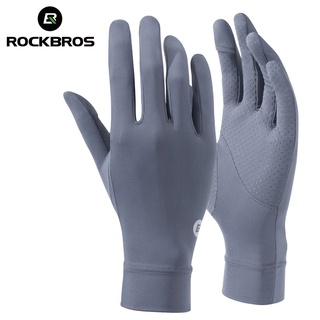 Rockbros冰絲手套防紫外線透氣全指手套防滑戶外運動手套超輕釣魚